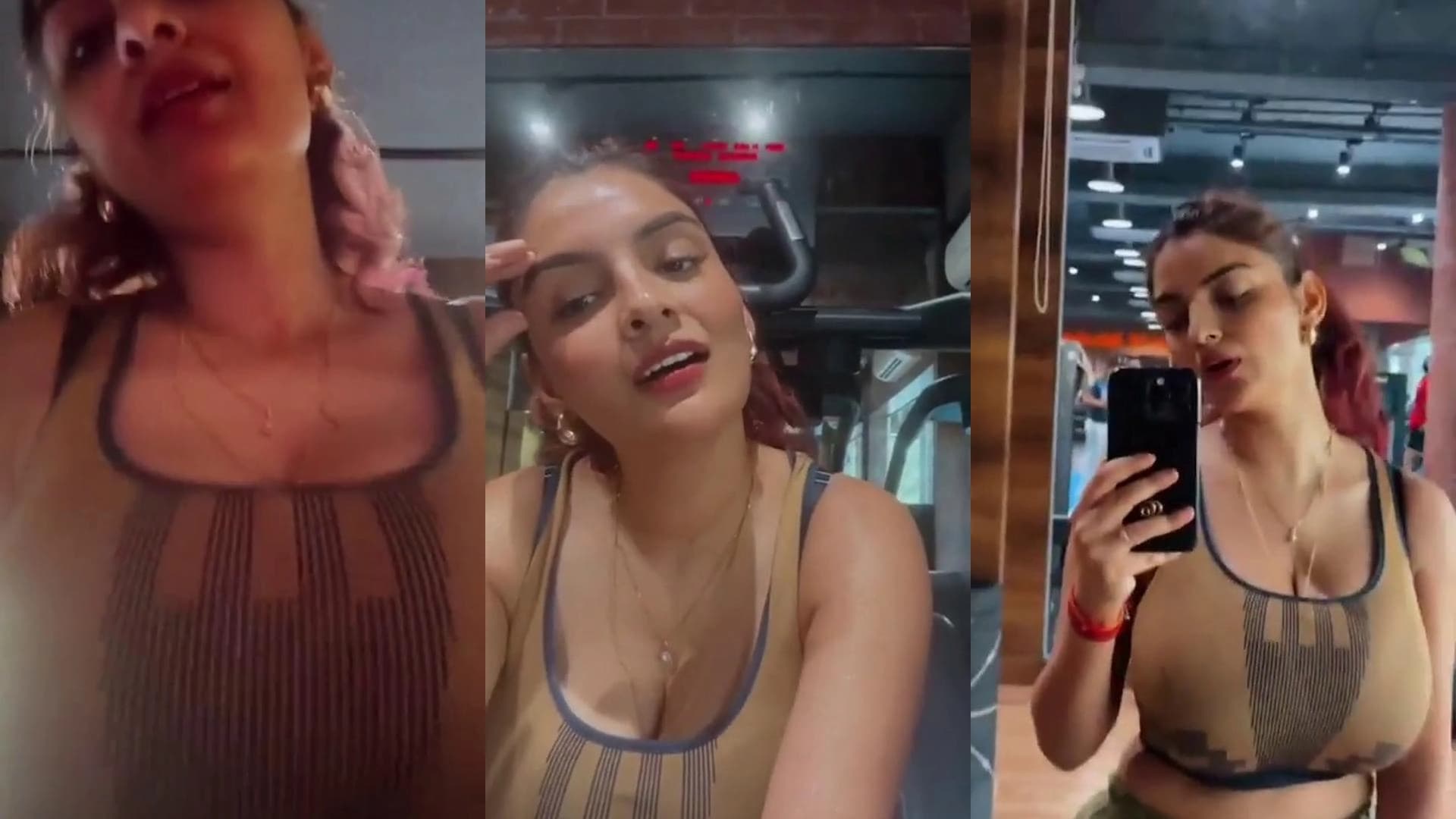 Influencer Anveshi Jain gets boobs massage, huge oops moment & live workout - Video 3