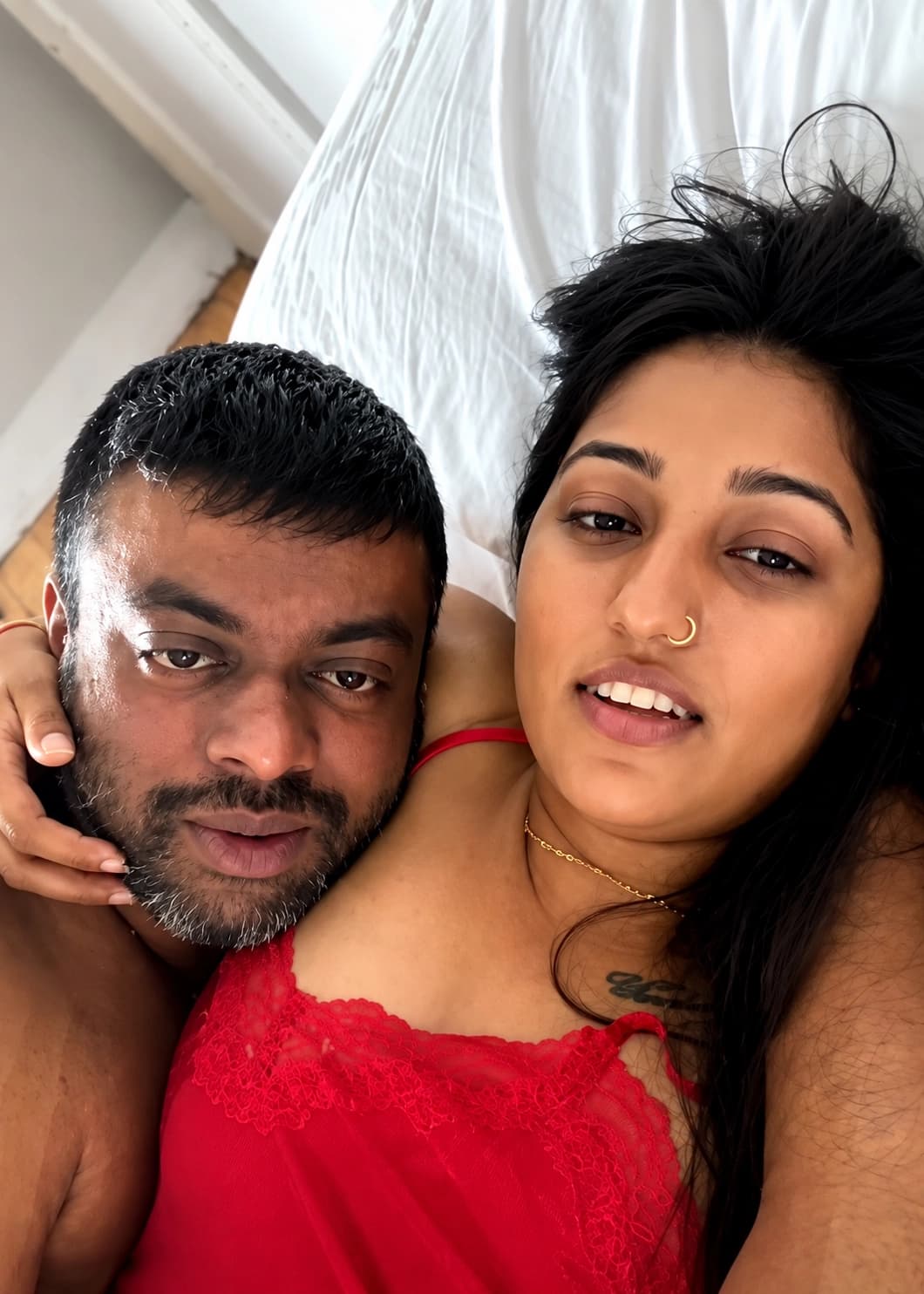 Featured image for Hot Indian Wife Gets Freaky On Bed Kissing With Husband Licking Armpit And Nipple Live Show